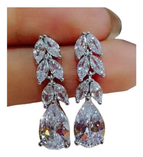  Aretes De Gota Elegante Zirconias  Novia Fiesta Regalo 