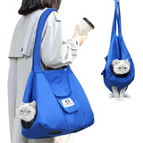 Bolso Para Gatos De Paseo Transportador Colgante L Azul 