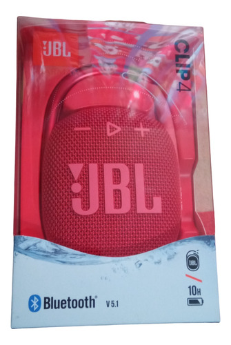 Bocina Jbl Clip 4 Portátil Con Bluetooth Waterproof Red 