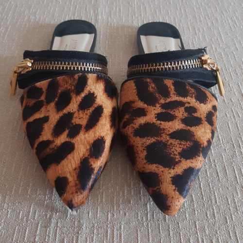 Mule Animale - Couro - Animal Print - Nº 35