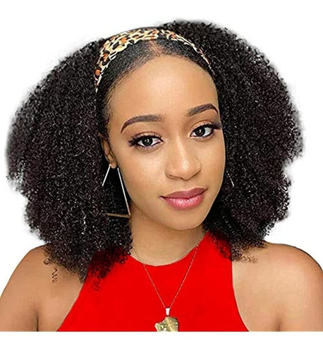 A Alimice Headband Wig Afro Kinky Curly Human Hair Wig For B