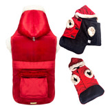 Roupa Pet Cachorro Casaco Inverno Vermelho Forro Soft Capuz