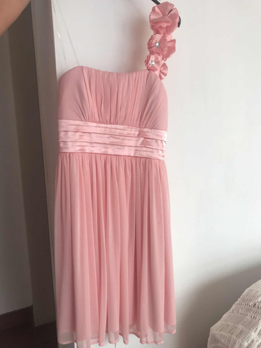 Vestido De Polyester Y Raso Manga Con Flores Rosas