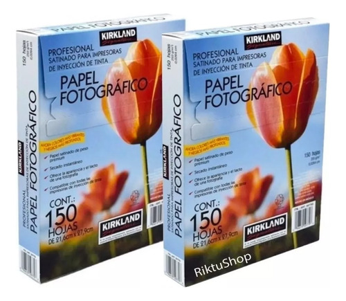 2 Pack Papel Fotográfico (total: 300 Hojas T Carta) Kirkland