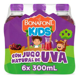 Agua Bonafont Kids Con Jugo Natural De Uva 6 Pz De 300 Ml