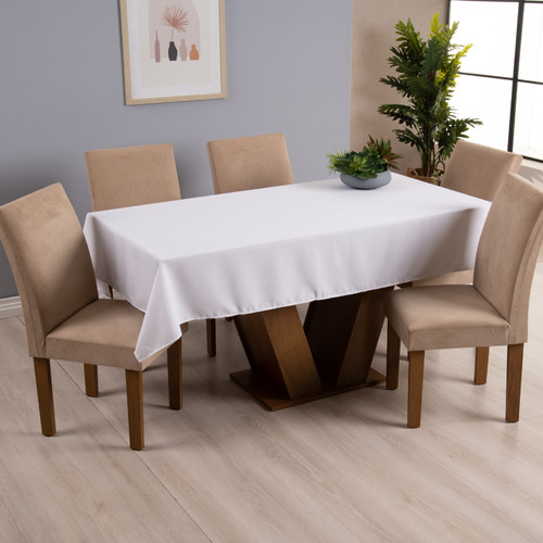 Toalha De Mesa Retangular 6 Cadeiras Oxford Liso 2,15 X 1,45