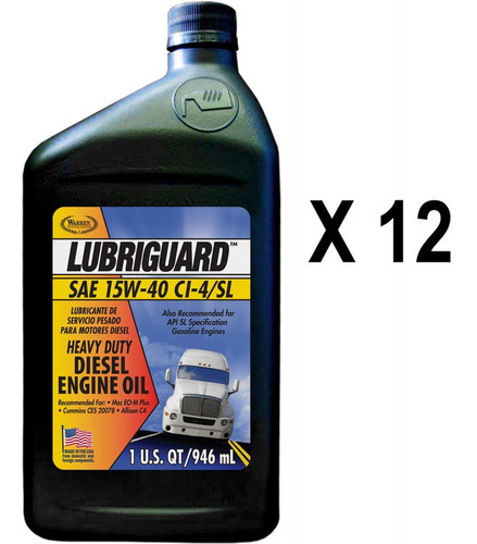 Aceite Motor Lubriguard Diesel 15w40, 12 Pz De .946 Lt