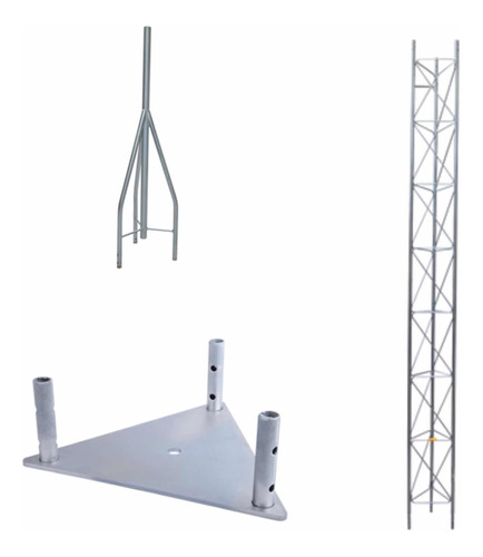Kit 3 Tramos De Torre Arriostrada De 3m X 30cm Base Y Remate