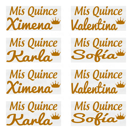 Vinil Sticker Adhesivo Mis Quince Xv Años 11x5cm / 100 Pzs