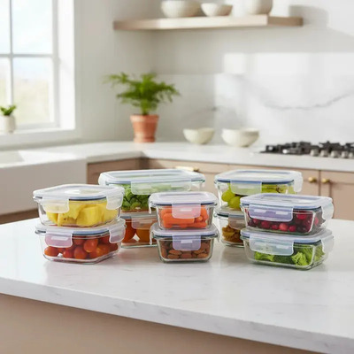 Contenedores De Vidrio Herméticos Con Tapa 10 Tóper 20 Pz Color Transparente | Envío gratis