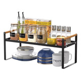 Estante Repisa Organizador Multiuso Cocina Acero Madera 54cm