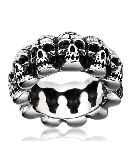 Anillo Acero Inoxidable Cráneo Calavera Color Plata Hombre