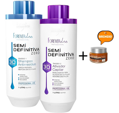 Semi Definitiva 3d Forever Liss Ativador 2l Capilar +brinde 