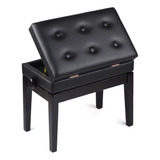 Banca P/ Piano Madera Negra Cajon 72x34 Silvertone Color Negro