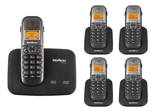 Kit Telefone 2 Linhas Ts 5150 + 4 Ramais Ts 5121 Intelbras