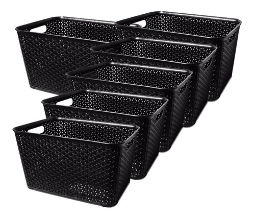 Canastos Organizador Plastico Rattan Chico Colombraro X 6