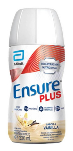 Suplemento En Líquido Ensure  Plus Carbohidratos Sabor Vainilla En Botella De 220ml