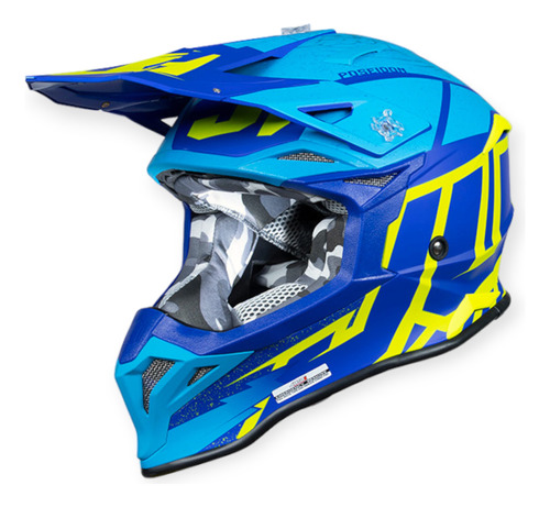 Casco Just1 J39 Poseidon Motocross Enduro Azul/fluo