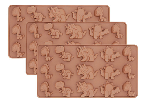 Juego De 3 Moldes De Chocolate De Caramelo, Dinosaurio, Est.