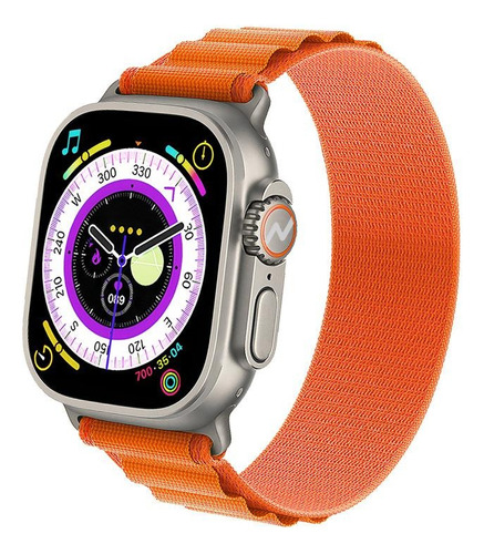 Smartwatch Noga Sw17 Color De La Caja Plateado Color De La Malla Naranja Color Del Bisel Gris Diseño De La Malla Mesh