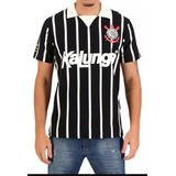 Camisa Camiseta Corinthians Timão Retro Listrada Kalunga