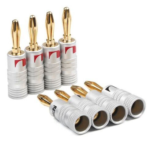 Kit 14 Plug Conector Banana Nakamichi Gold 4mm Home Theater