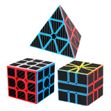 Paquete 3 Cubos Rubik 3x3 Pyramid Sq1 Cobra Fibra Carbono