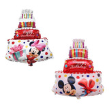 5 Globos Metálicos 36 Cm Happy Birthday Mimi Y Mickey Pastel