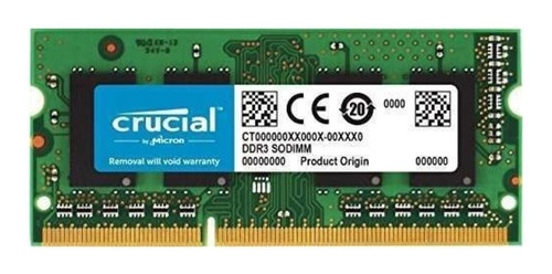 Memória Ram Color Verde  16gb 1 Ddr3l 1600mhz Crucial Ct204864bf160b