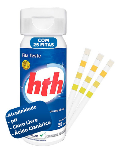 Fita Teste Hth Analise Cloro Ph Alcalinidade Ácido Cianúrico