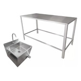 Pia Gourmet Para Cozinha Com Mesa 120 Inox Industrial