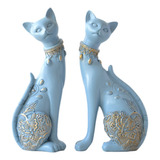 Juego De 2 Estatuas De Gatos Para Decoracion Del Hogar, Deco