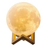 3d Luna Lámpara De Noche Recargable Control Táctil De Brillo