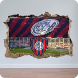 Vinilo Mural Pared Rota 3d San Lorenzo Futbol 100x150