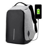 Mochila Antirrobo Con Usb Notebook Impermeable  Clock-time