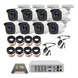 Kit Video Vigilancia 8 Cámaras Hikvision 1 Tb 40,30,20 Mts
