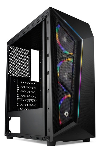 Gabinete Gamer Rgb Tgt Carbon Mid Tower Com 3 Ventoinhas Cor Preto