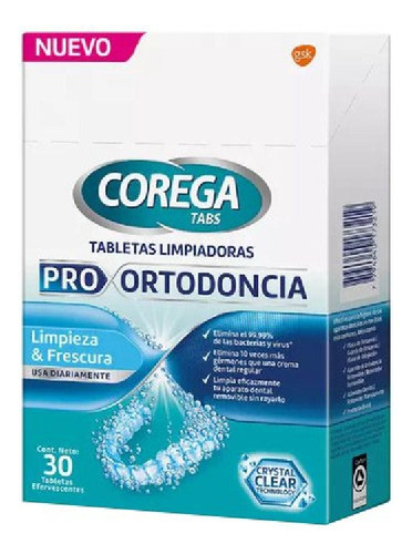 Corega Tabs Pro - Ortodoncia Eferv X30 Tabletas