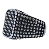 Anillo Polka Dots Vintage Hombre Plata Maciza 925 Pavonado