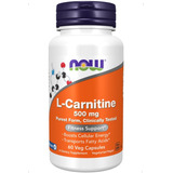 L Carnitine 500mg Now Foods Carnitina Veg 60 Cáps Importada