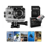 Kit Câmera 4k Full Hd Esporte + Memória 32gb + Bateria Extra
