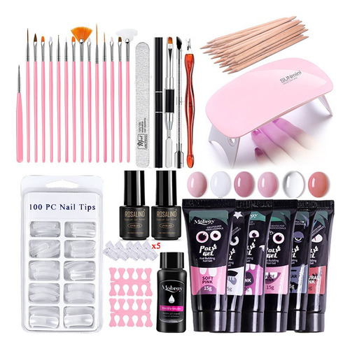 Juego 49 Piezas/set Poli Uv Gel Kit La Máquina Seca