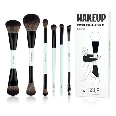 Jessup Brochas De Maquillaje 10 En 6 Brochas De Doble Punta Verde
