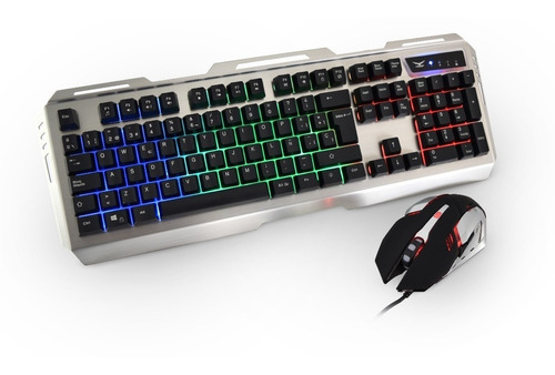 Kit Teclado Y Mouse Gamer Pc Laptop Led Rgb Multimedia Naceb Ergonomico Alambrico Usb Optico Español