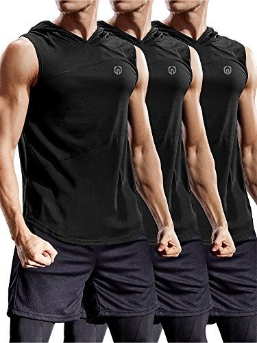 3 Pack Workout Athletic Gym Muscle Tank Top Con Capu