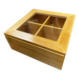 Caja De Te Caja Madera Caja Para Te Porta Te 4 Div. 16x16cm