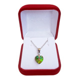 Punto De Luz Plata 925 Swarovski Corazón Verde Tornasol