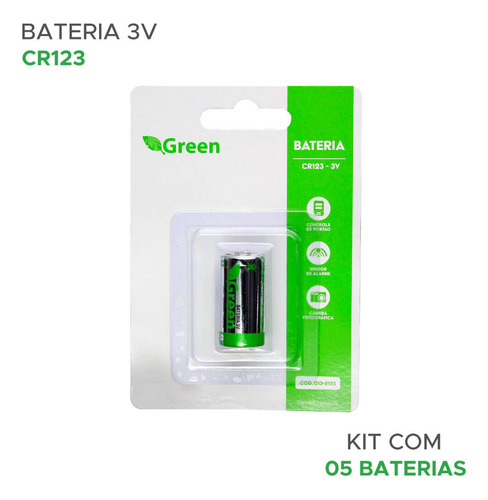 5x Bateria Pilha 3v Cr123a Photo - Original Green