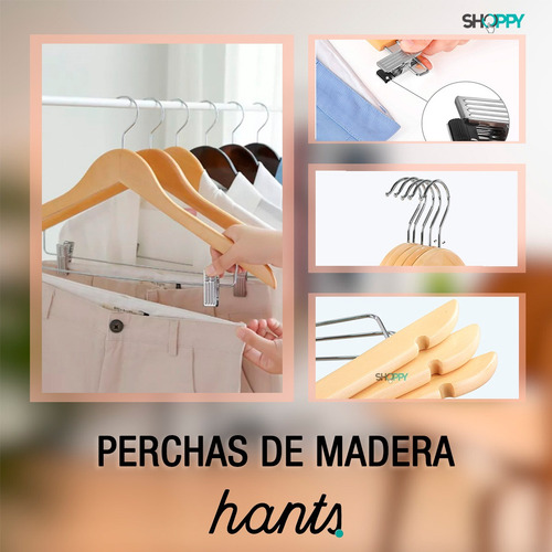 Pack X10 Percha De Madera Lustrada 1° Calidad Terminacion Con Barniz Organizadores De Ropa Para El Hogar Uso Comercial