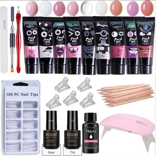 Kit De Uñas De Gel, Polygel, Base Top Coat, 32 Piezas A